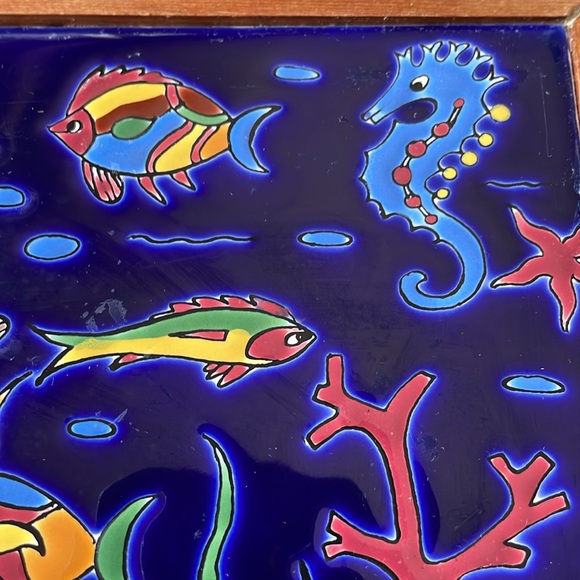 Handmade Ceramic Art Tile Wall Hanging Sea Life - Picture 2 of 6